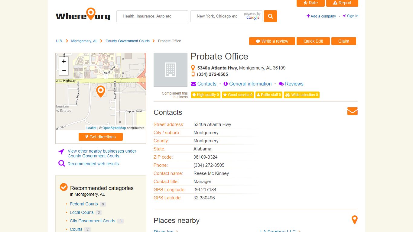 Probate Office, Montgomery, AL - 5340a Atlanta Hwy - WhereOrg